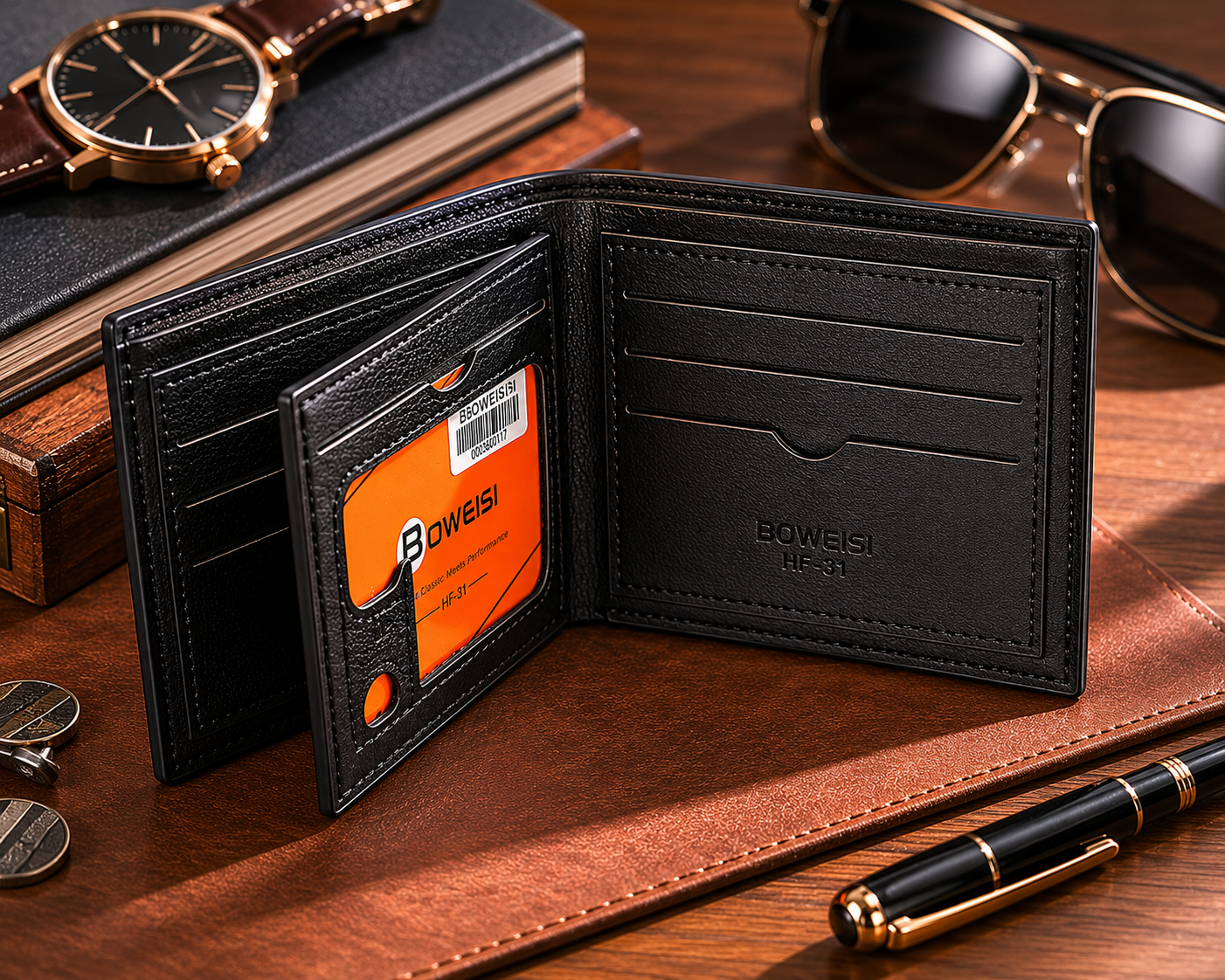Boweisi Classic Leather Bifold Wallet
